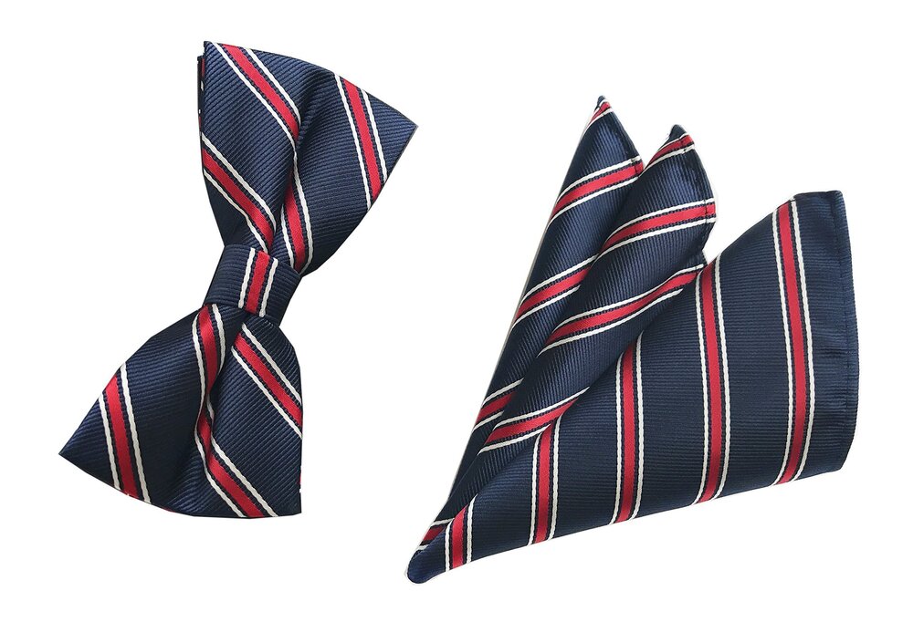 2456 Boys Navy Red Classic Bow Ties Set Luxury Dances Engagement Preppy